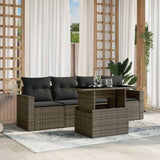 vidaXL 5-delige Loungeset met kussens poly rattan zwart