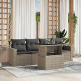 vidaXL 5-delige Loungeset met kussens poly rattan zwart