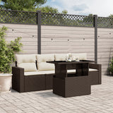 vidaXL 5-delige Loungeset met kussens poly rattan zwart