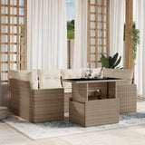vidaXL 7-delige Loungeset met kussens poly rattan zwart
