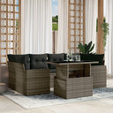 vidaXL 7-delige Loungeset met kussens poly rattan zwart