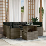 vidaXL 7-delige Loungeset met kussens poly rattan zwart