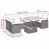 vidaXL 8-delige Loungeset met kussens poly rattan zwart