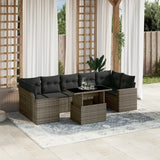 vidaXL 8-delige Loungeset met kussens poly rattan zwart
