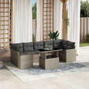 vidaXL 8-delige Loungeset met kussens poly rattan zwart