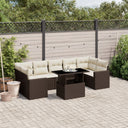 vidaXL 8-delige Loungeset met kussens poly rattan zwart