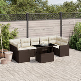 vidaXL 8-delige Loungeset met kussens poly rattan zwart