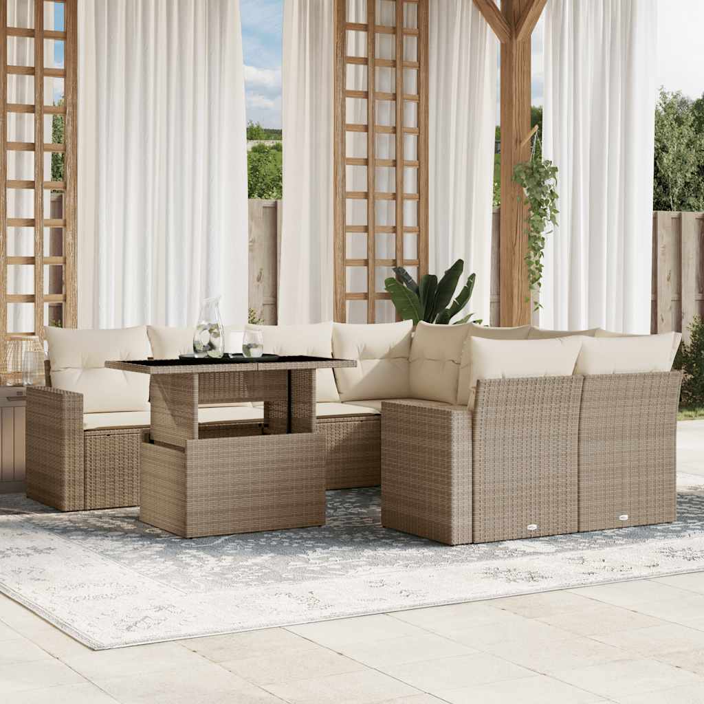 vidaXL 9-delige Loungeset met kussens poly rattan zwart