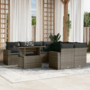 vidaXL 9-delige Loungeset met kussens poly rattan zwart
