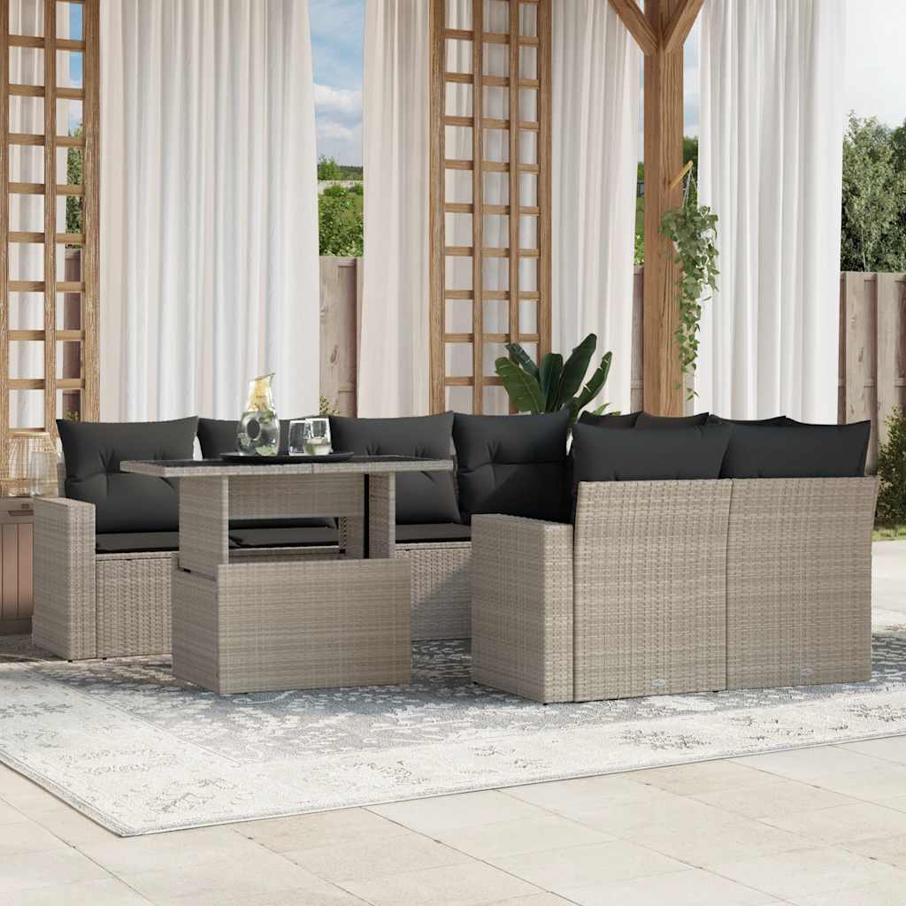vidaXL 9-delige Loungeset met kussens poly rattan zwart