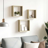 vidaXL Wandschappen kubus 3 st sonoma eikenkleurig