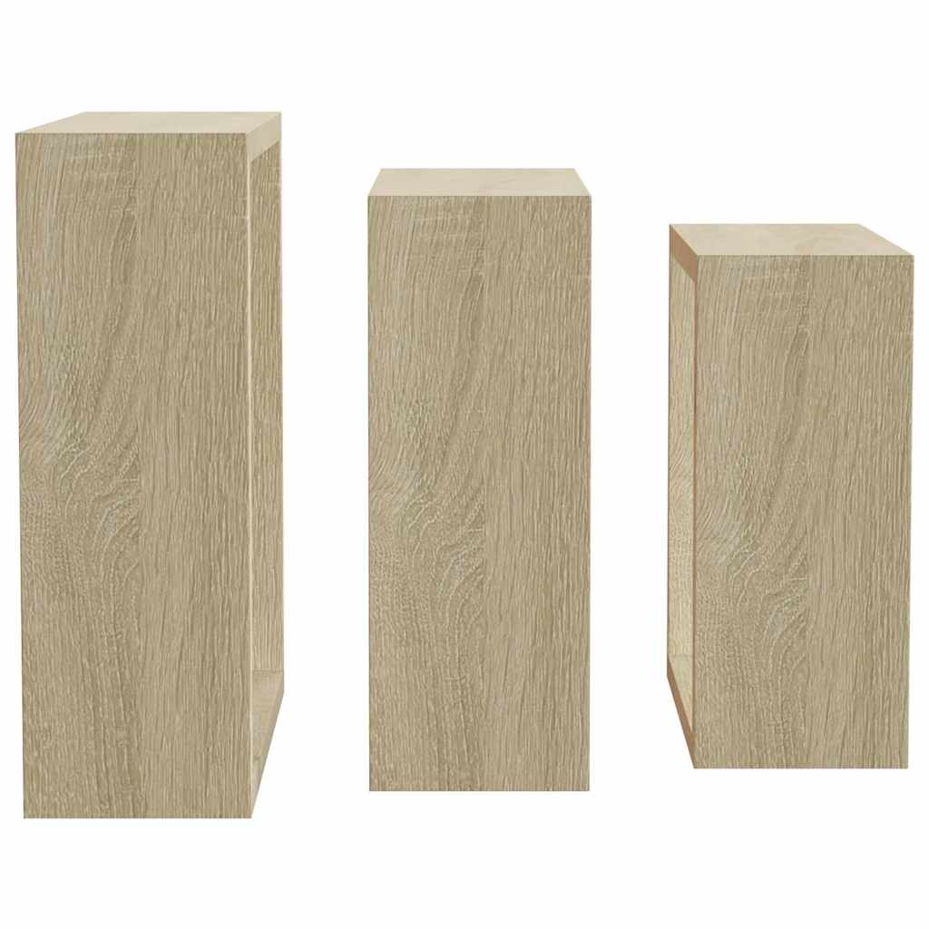 vidaXL Wandschappen kubus 3 st sonoma eikenkleurig