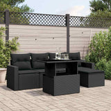 vidaXL 6-delige Loungeset met kussens poly rattan zwart
