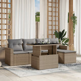vidaXL 6-delige Loungeset met kussens poly rattan zwart