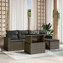 vidaXL 6-delige Loungeset met kussens poly rattan zwart