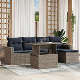 vidaXL 6-Piece Garden Sofa Set with Cushions Black Poly Rattan