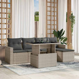 vidaXL 6-delige Loungeset met kussens poly rattan zwart