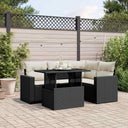 vidaXL 5-delige Loungeset met kussens poly rattan zwart