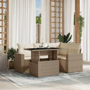 vidaXL 5-delige Loungeset met kussens poly rattan zwart