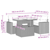 vidaXL 5-delige Loungeset met kussens poly rattan zwart