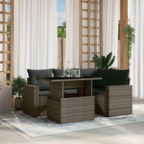 vidaXL 5-delige Loungeset met kussens poly rattan zwart