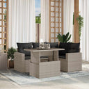 vidaXL 5-delige Loungeset met kussens poly rattan zwart