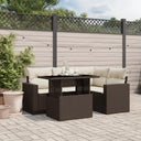 vidaXL 5-delige Loungeset met kussens poly rattan zwart