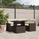 vidaXL 5-delige Loungeset met kussens poly rattan zwart
