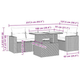 vidaXL 6-delige Loungeset met kussens poly rattan zwart