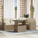 vidaXL 6-delige Loungeset met kussens poly rattan zwart