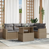 vidaXL 6-delige Loungeset met kussens poly rattan zwart