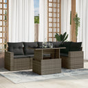 vidaXL 6-delige Loungeset met kussens poly rattan zwart