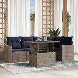 vidaXL 6-Piece Garden Sofa Set with Cushions Black Poly Rattan