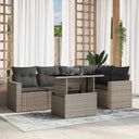 vidaXL 6-delige Loungeset met kussens poly rattan zwart