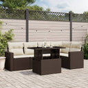 vidaXL 6-delige Loungeset met kussens poly rattan zwart