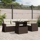 vidaXL 6-delige Loungeset met kussens poly rattan zwart