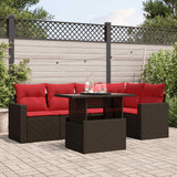 vidaXL 6-Piece Garden Sofa Set with Cushions Black Poly Rattan