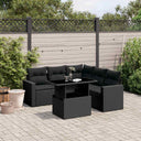 vidaXL 6-delige Loungeset met kussens poly rattan zwart
