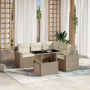 vidaXL 6-delige Loungeset met kussens poly rattan zwart