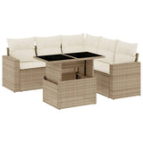 vidaXL 6-delige Loungeset met kussens poly rattan zwart