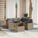 vidaXL 6-delige Loungeset met kussens poly rattan zwart