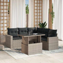 vidaXL 6-delige Loungeset met kussens poly rattan zwart