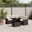 vidaXL 6-delige Loungeset met kussens poly rattan zwart