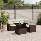 vidaXL 6-delige Loungeset met kussens poly rattan zwart