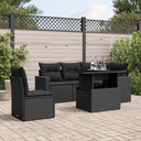 vidaXL 6-piece Lounge Set with Cushions Poly Rattan Black