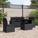 vidaXL 6-piece Lounge Set with Cushions Poly Rattan Black