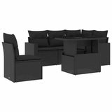 vidaXL 6-piece Lounge Set with Cushions Poly Rattan Black