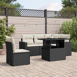vidaXL 6-piece Lounge Set with Cushions Poly Rattan Black
