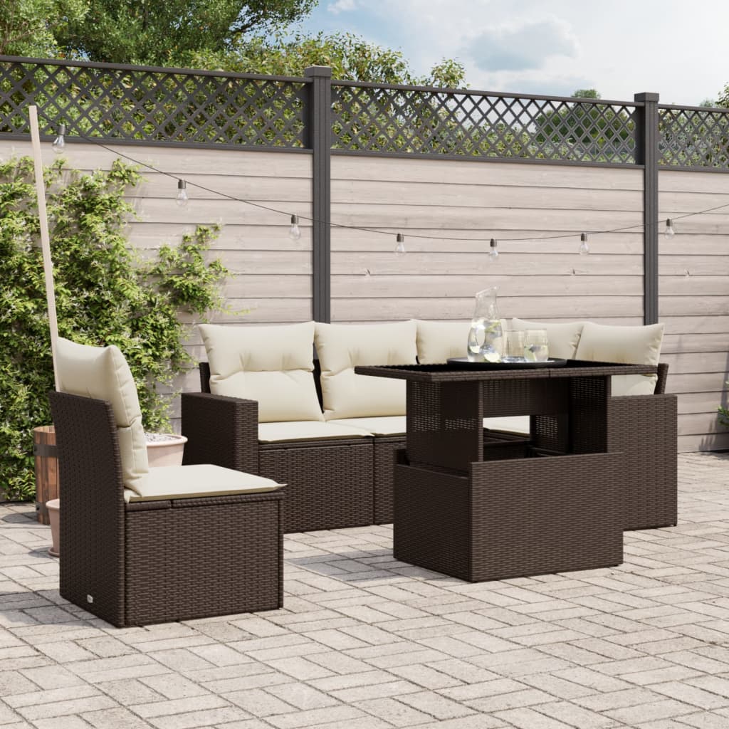 vidaXL 6-piece Lounge Set with Cushions Poly Rattan Black