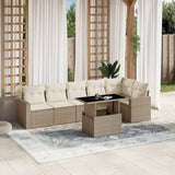vidaXL 7-delige Loungeset met kussens poly rattan zwart
